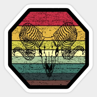 Retro Sunset Goat Skull Distressed Sticker